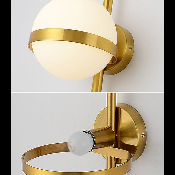 Noordse gecontracteerde postmodern sferisch 1 hoofd glasmateriaal witte wandlamp