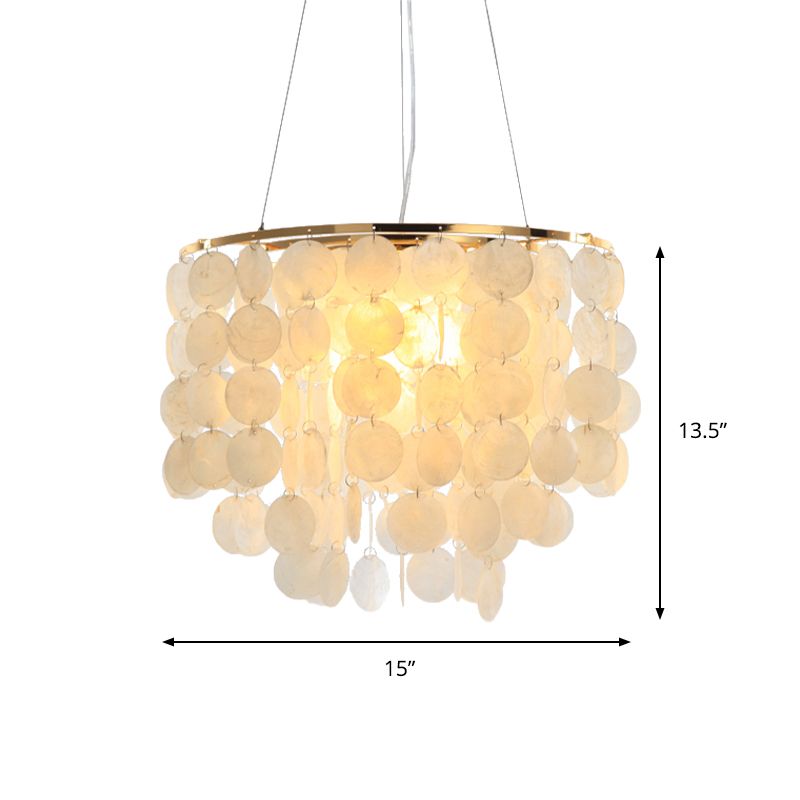 15 "/19.5" /27.5 "dia gelaagde kroonluchter hanglamp moderne schaal 4 lichten witte hangende hanglamp