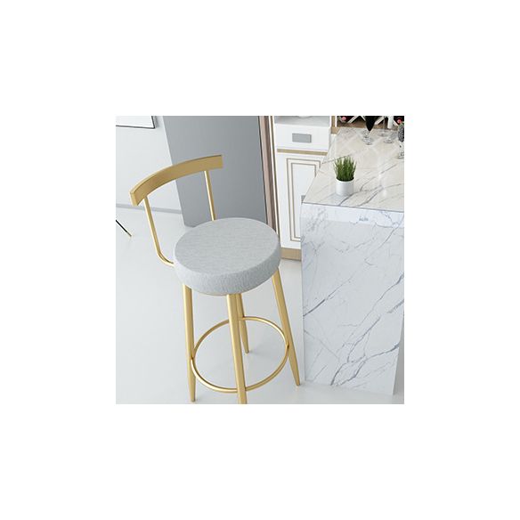 Glam Metal Bar and Counter Stool Low Back Stool with 4 Legs in Gold