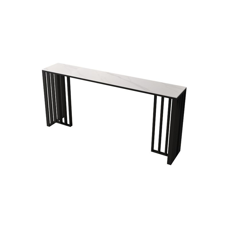 Double Pedestal Rectangle Hall/Pub Table Stone Modern Counter Height Table
