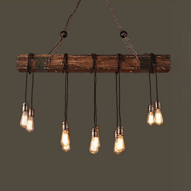 Lampadina nuda grande cucina a ciondolo luci a ciondolo in legno in stile industriale Isola luce per caffetteria