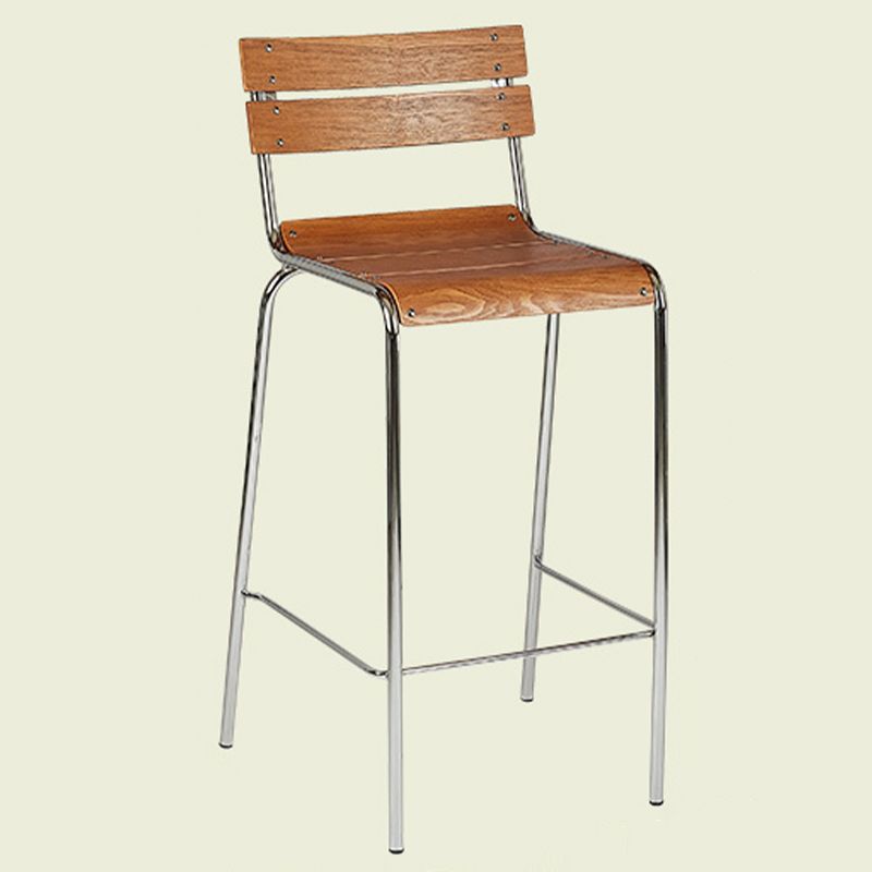 Modern Style Counter Stool Wood Low Back Barstool with Footrest