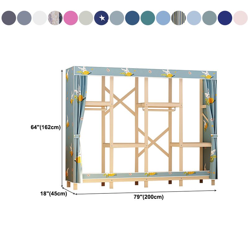 Contemporary Style Wardrobe Solid Wood 1-Door Wardrobe Closet for Bedroom