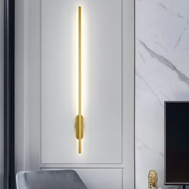 Modern Minimalist Linear Wall Mounted Light Fixture Silica Gel Wall Lighting Ideas In Gold Finish