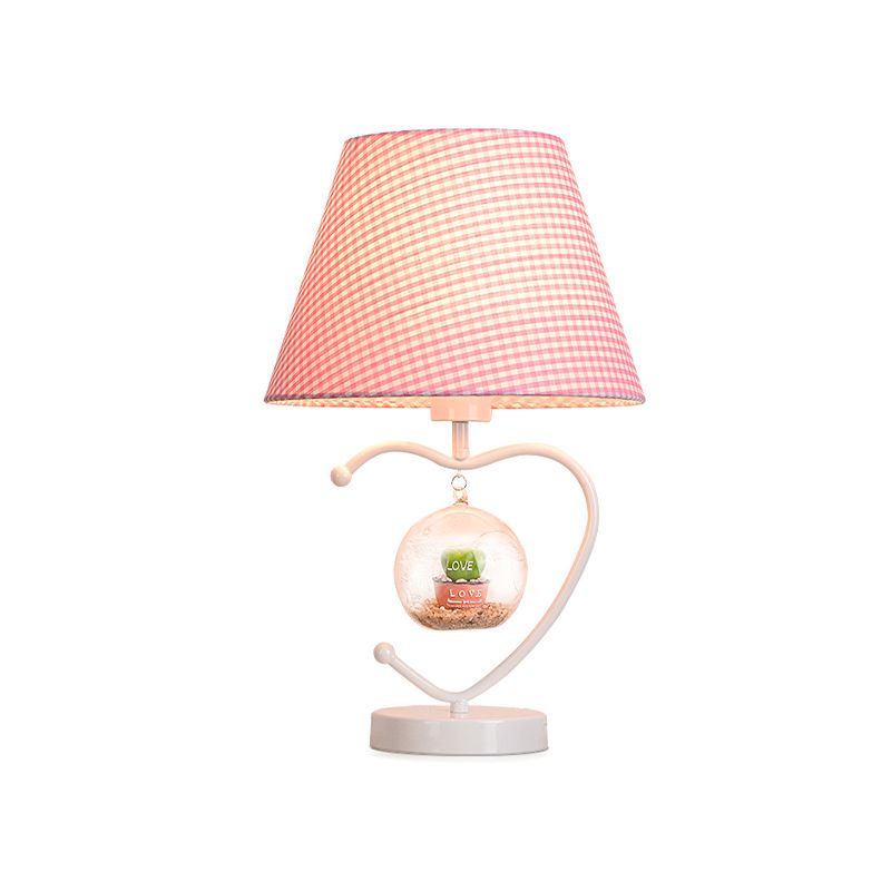 Metal Heart Shape Desk Lamp Contemporary Single Head Blue/Pink Reading Book Light for Study Room