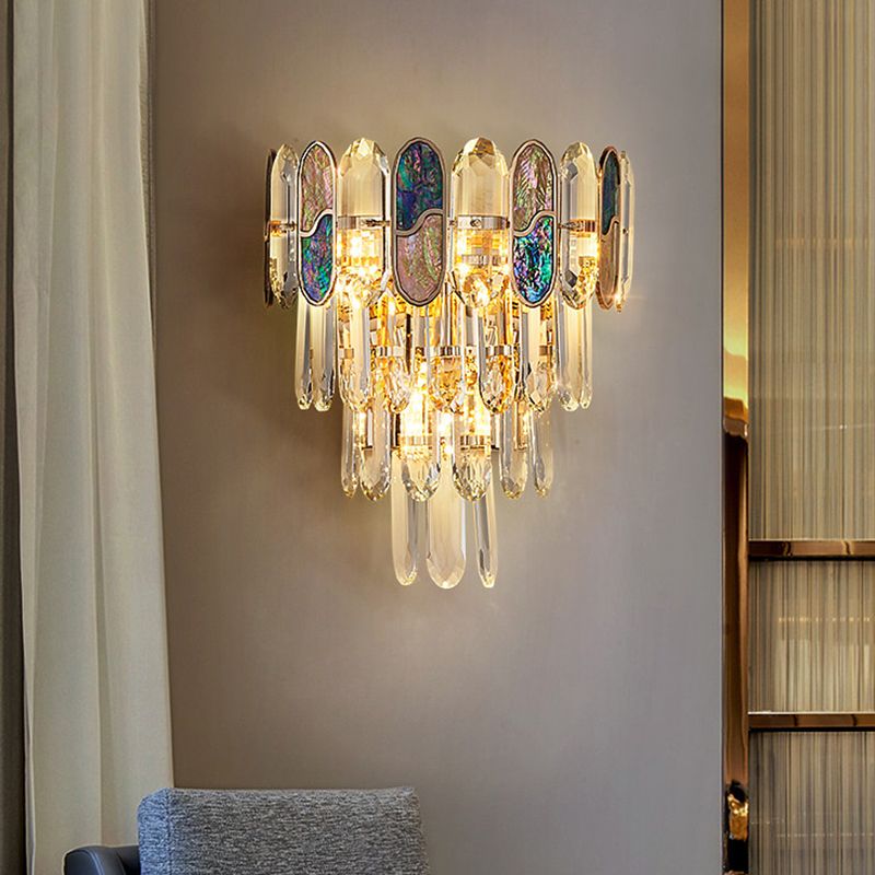 Modern Style Layered Wall Light Crystal 3 Lights Sconces for Bedroom