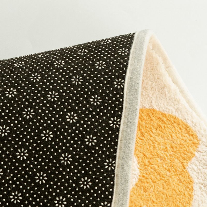 Orange Modern Carpet Flower Pattern Polyester Area Rug Non-Slip Backing Rug for Bedroom