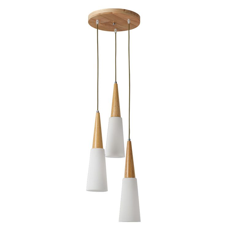 Weißes Glas und Holz anheizt leichte moderne einfache Decke Anhänger Licht für Esszimmer