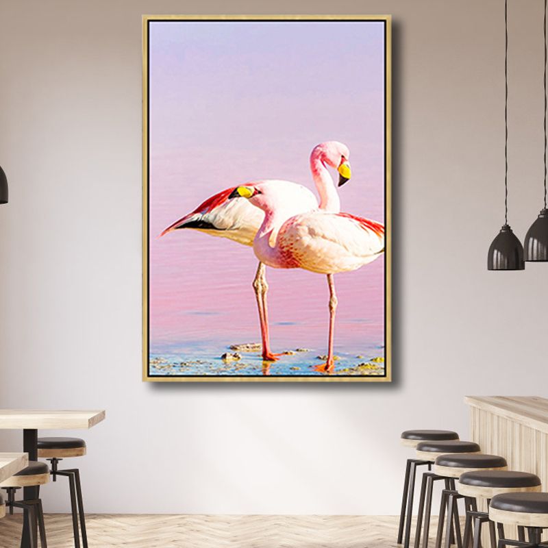 Flamingos Canvas Print Pink Childrens'Art Wall Decor for Dining Room, Multiple Sizes