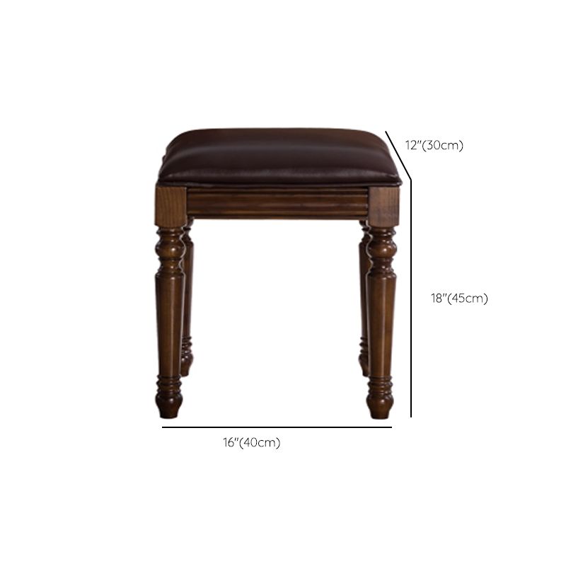 30.7" Height 2-Drawer Brown Solid Wood Dressing Table Mirror Makeup Vanity