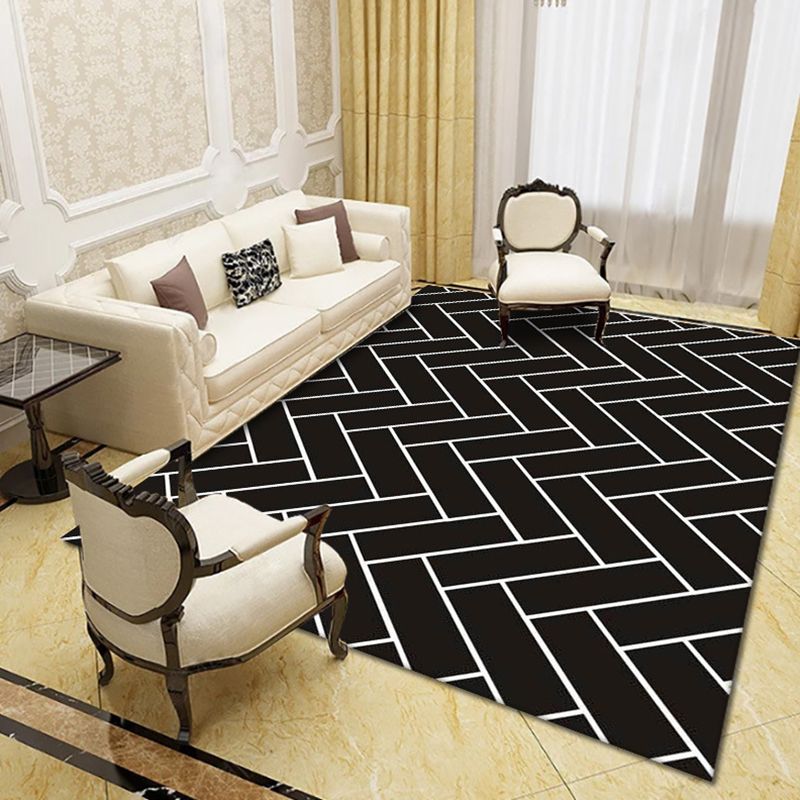 Geometric Pattern Rug Living Room Carpet Polyester Washable Area Rug