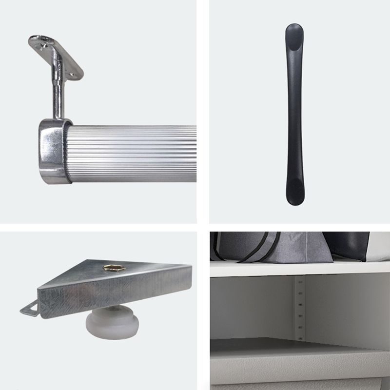 White Contemporary Non-Hanging Armoire Steel Home Cabinet with Door