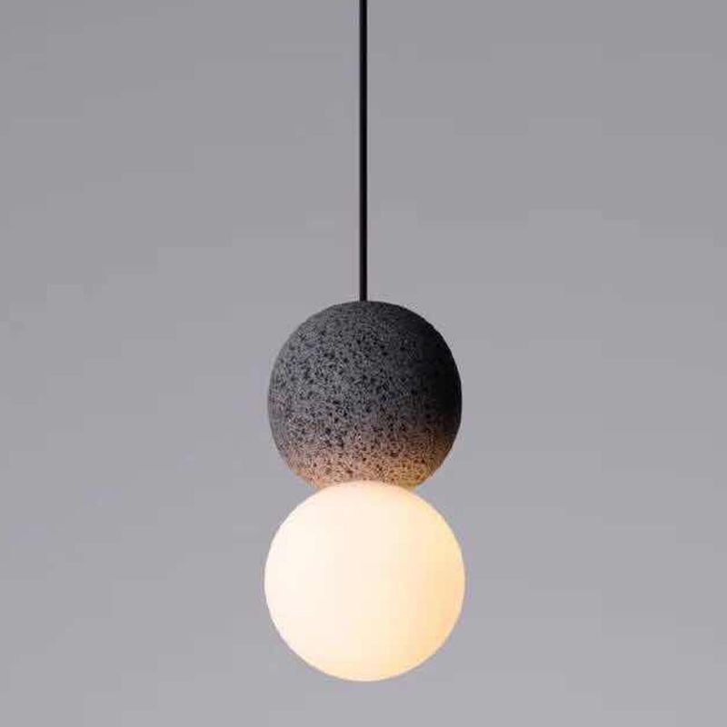 Cement Modern Nordic Pendant Light 1-Light Grey Hanging Ceiling Light for Bar
