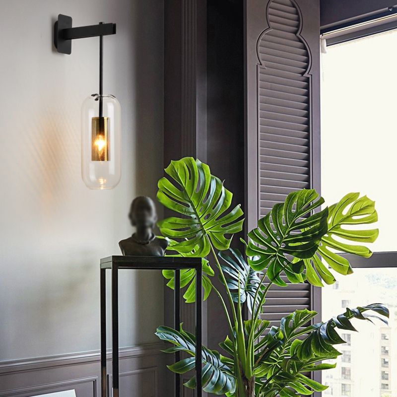 Einfachheit im zeitgenössischen Stil Wandleuchte leichte Glasschatten Wandlampe für Schlafzimmer