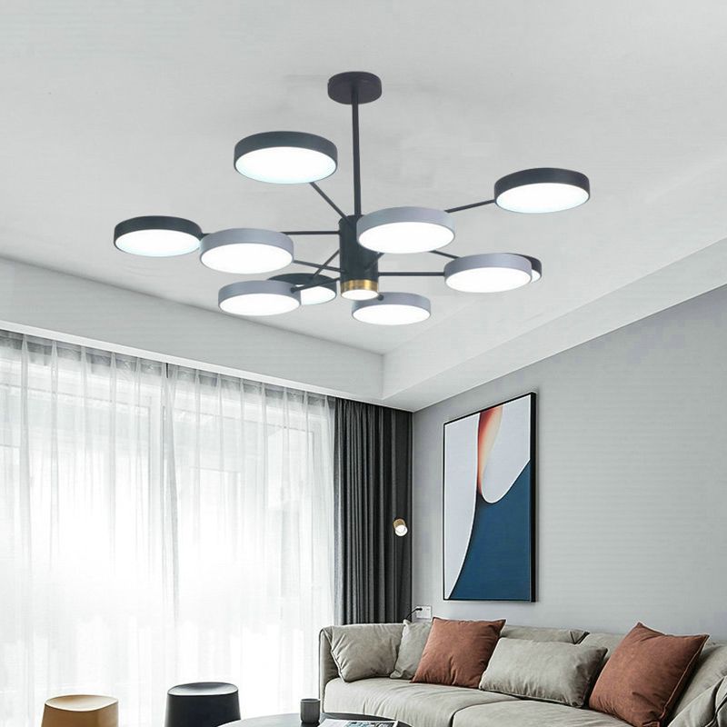 Metal Circles Pendant Lighting Fixture Minimalist Style LED Chandelier Lighting