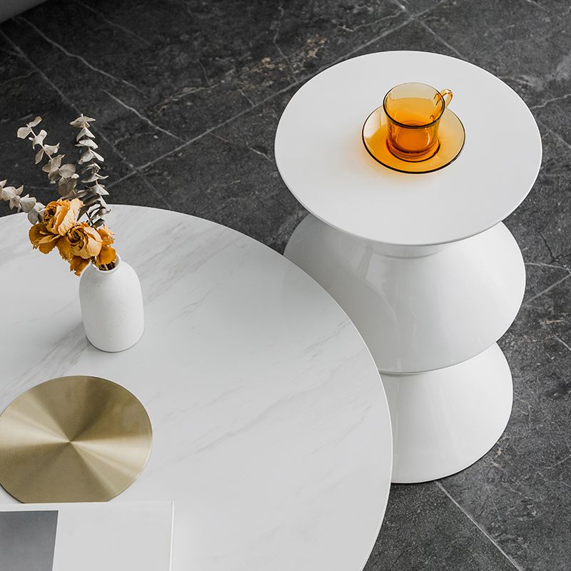 Contemporary Round Side End Table Living Room Pedestal End Table for Living Room
