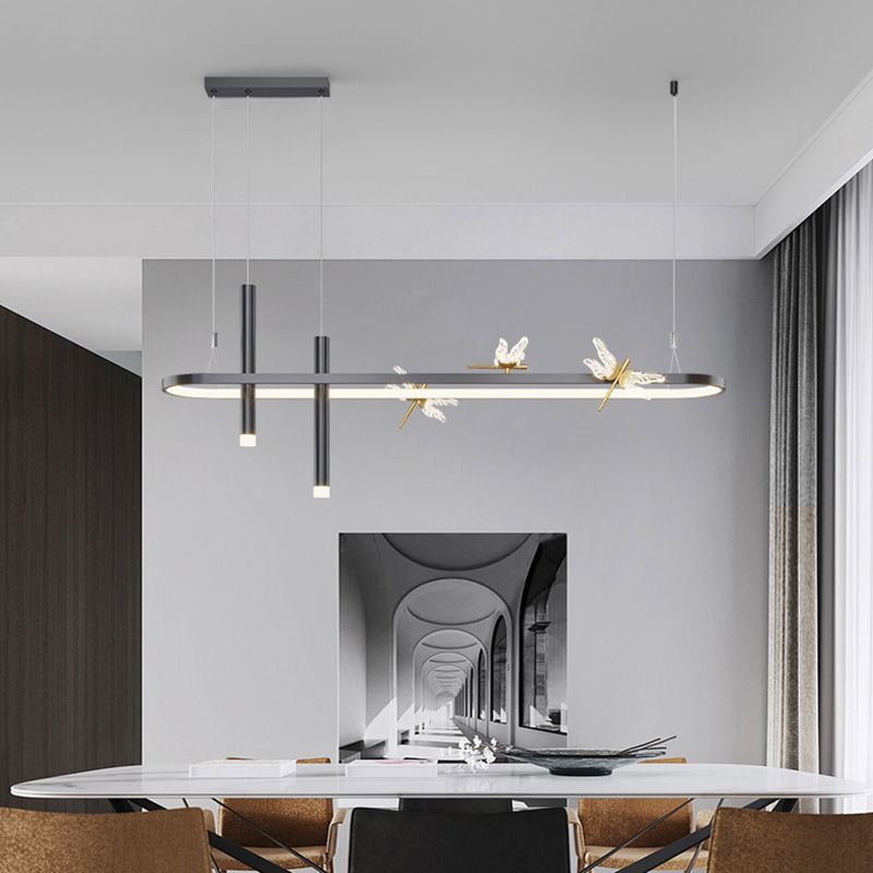 Modern Linear Ceiling Pendant Light Metal Island Pendant