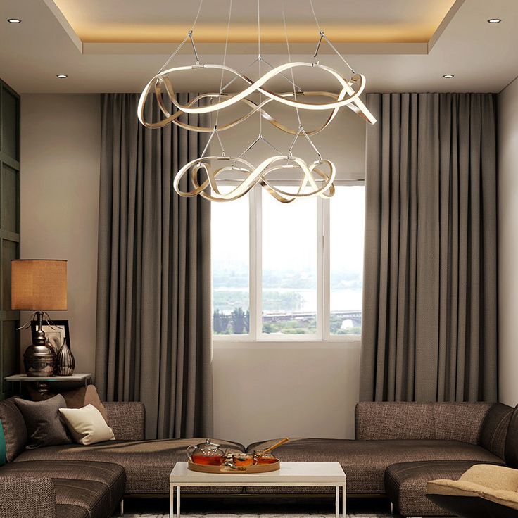Metal Twisting Pendant Lighting Fixture Simplicity LED Gold Chandelier Lamp for Dinning Room