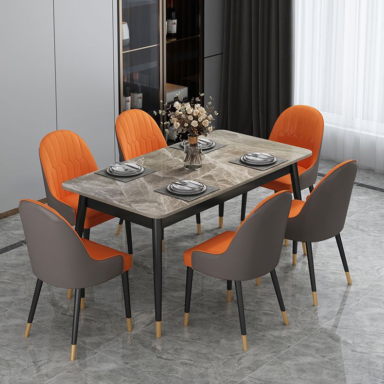Rectangle Contemporary Style Dining Room Set Sintered Stone Dining Furniture Set with 4 Legs Table