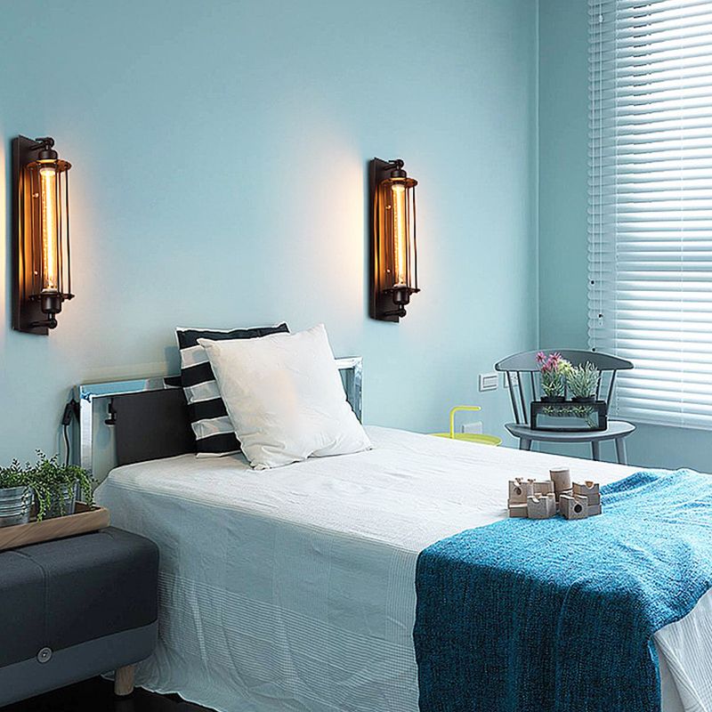 Industrial Black Metallic Lighting Flush Mount Wall Light for Living Room