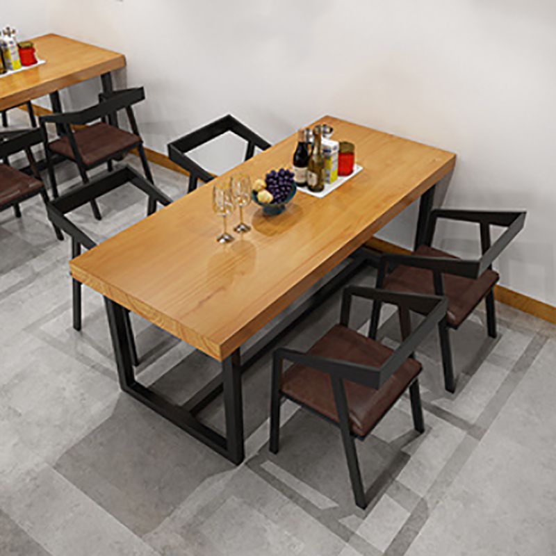 Industrial 1/3/5 Pieces Dining Set Rectangle Pine Wood Dining Table for Cafe