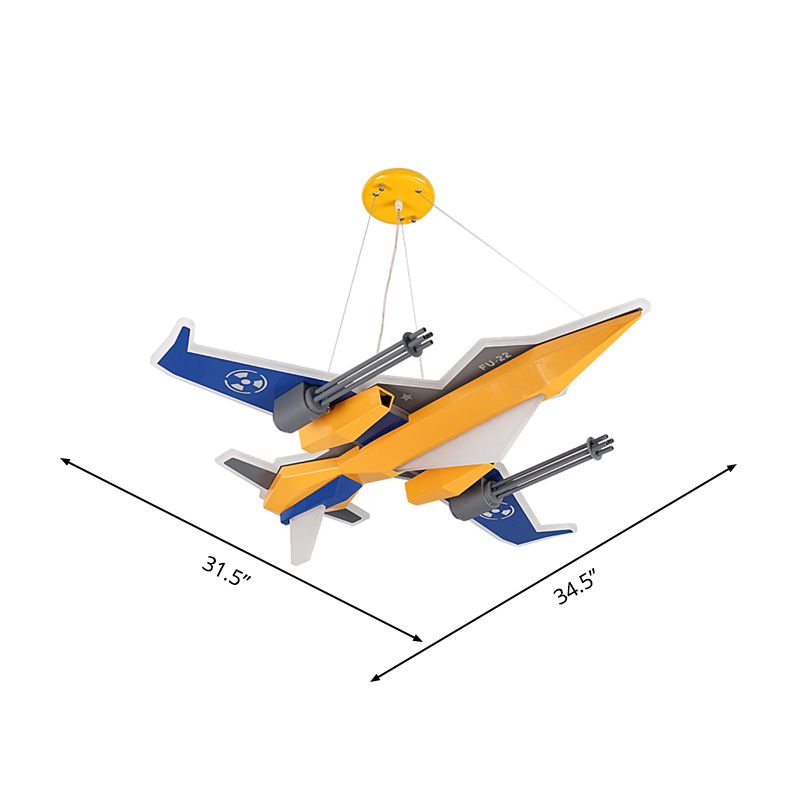 Metal Fighter Figure Hanging Chandelier Contemporary LED Yellow Suspension Lamp for Boys Room