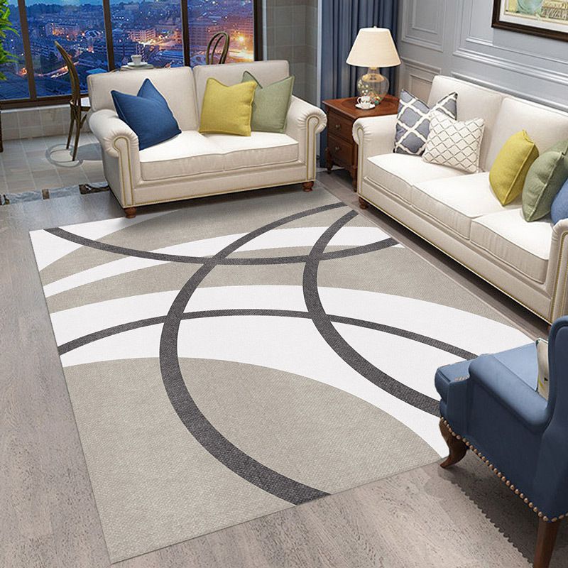 Classic Geometry Area Rug Multi-Color Minimalist Rug Polyester Stain Resistant Machine Washable Non-Slip Backing Rug for Room