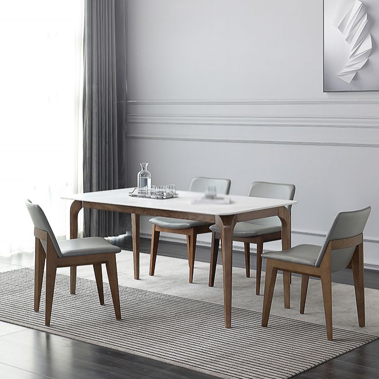 Contemporary Style 1/4/5 Pieces Dining Set Rectangle Sintered Stone Dining Table Set