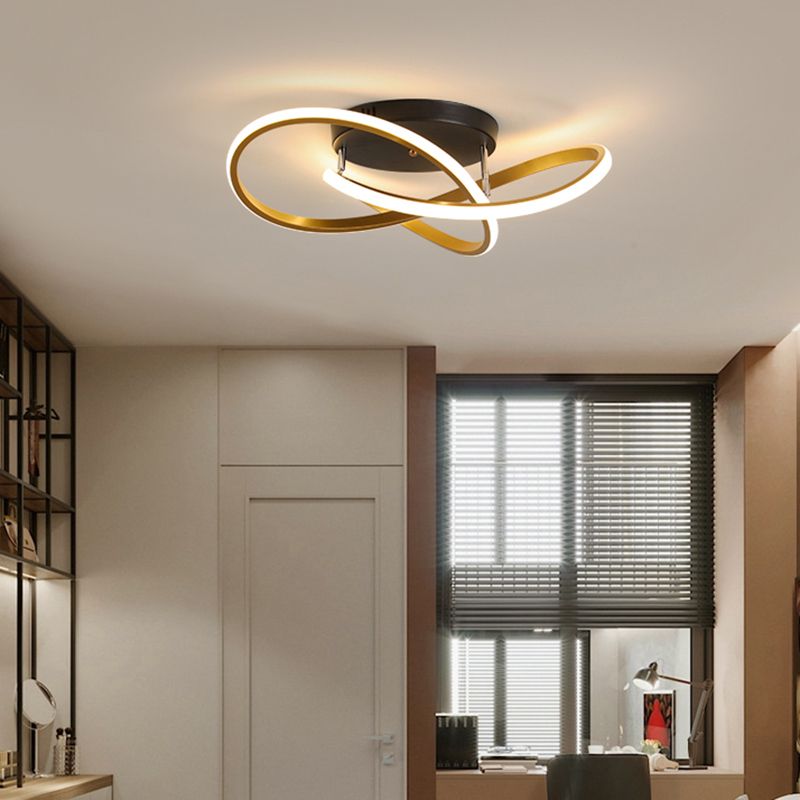 Bedroom LED Ceiling Lamp Simplicity Semi-Flush Light Fixture with Acrylic Strip Shade