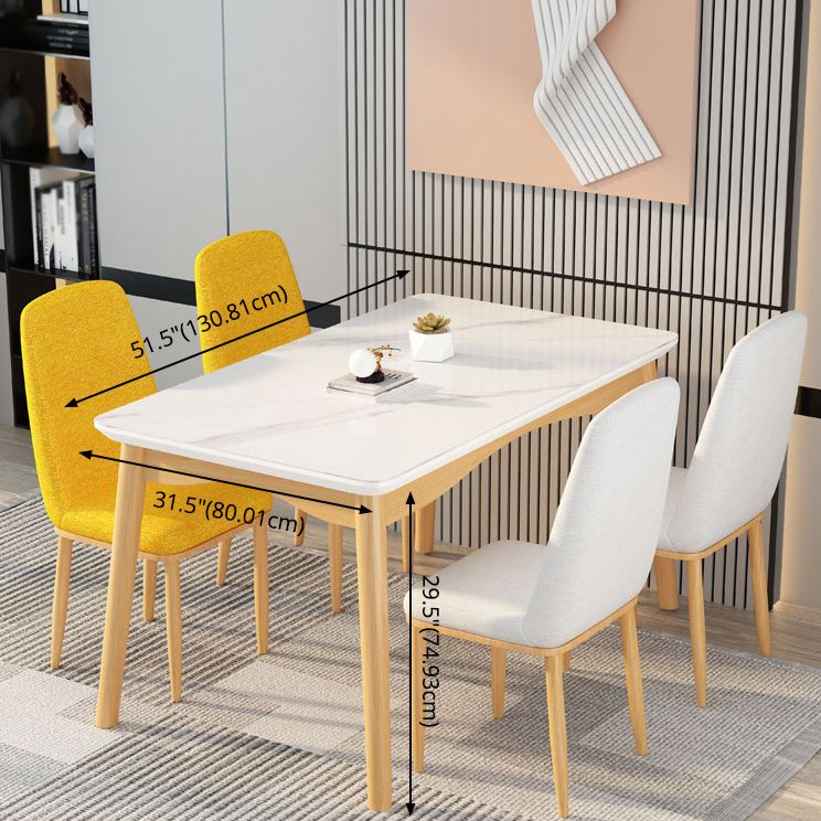 Fixed Minimalist Sintered Stone Top Kitchen Table Set of Light Brown Legs Base for Dining Room