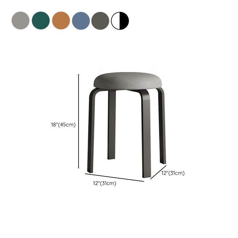 Grey Modern Standard Round Leather Water Resistant Indoor Standard