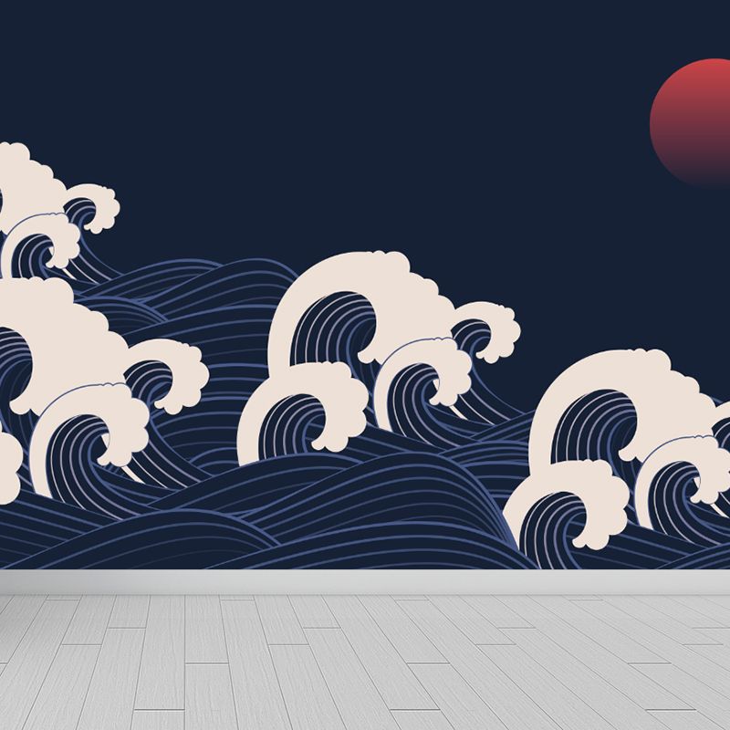 Non-Woven Decorative Wall Mural Modern Asian Pattern Wall Covering for Living Room