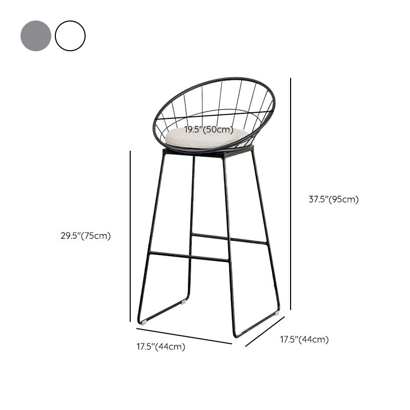 Black Metal Base Dining Stools Contemporary Round Bar Stools with Footrest