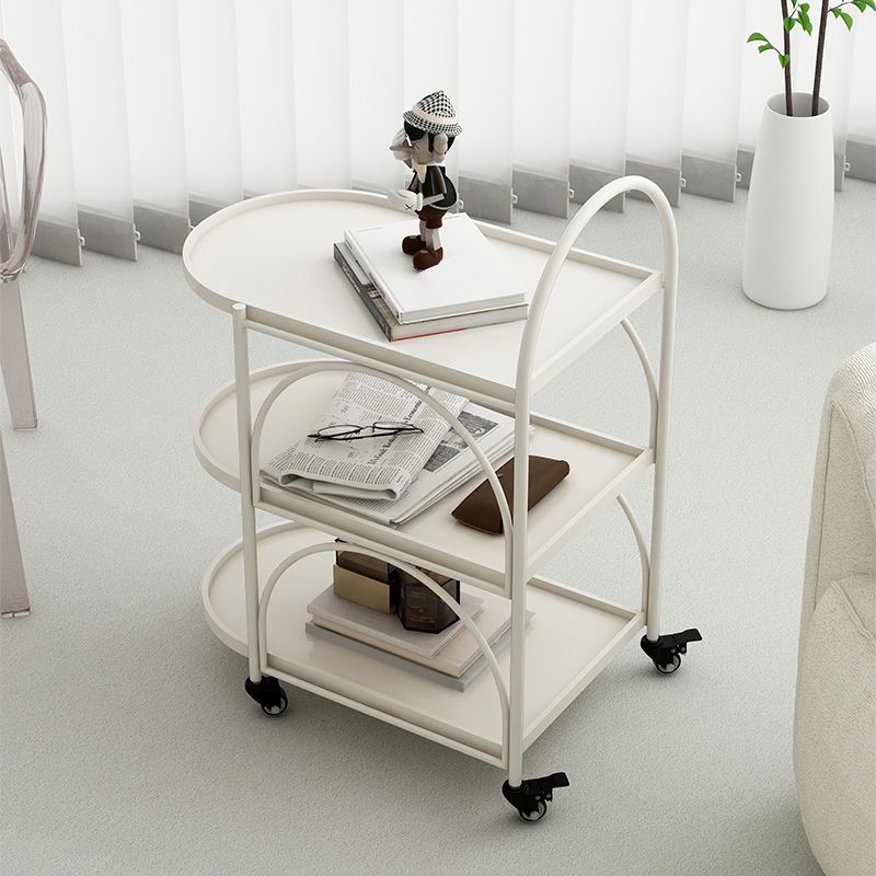 Oval 3-Tier End Table with Casters Modern Side Table with Wheels
