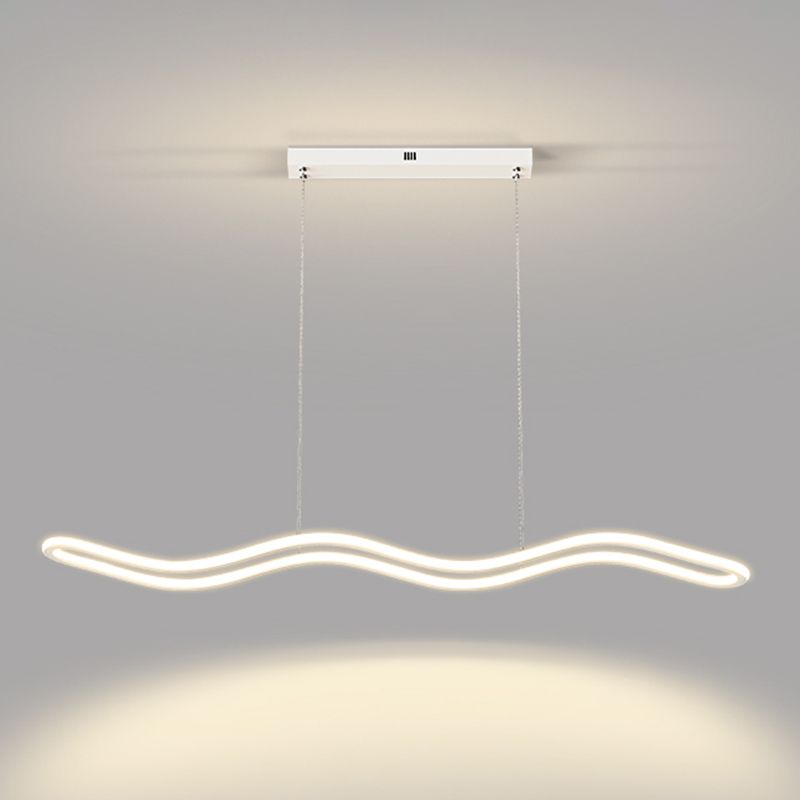 Creative Linear Island Lighting Fixture Modern Style LED Hanging Light for Dining Room