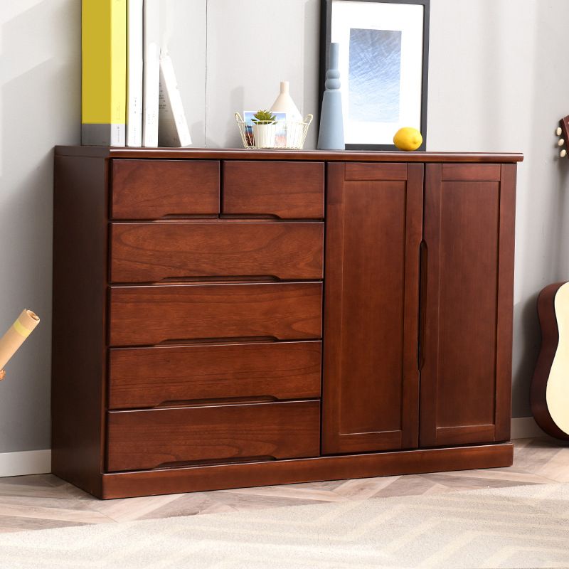 Modern Solid Wood Chest Bedside Storage Chest with Drawers and Doors