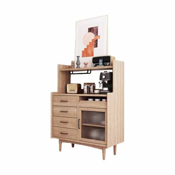 Modern Dining Server Pine Buffet Server with Drawers for Kitchen