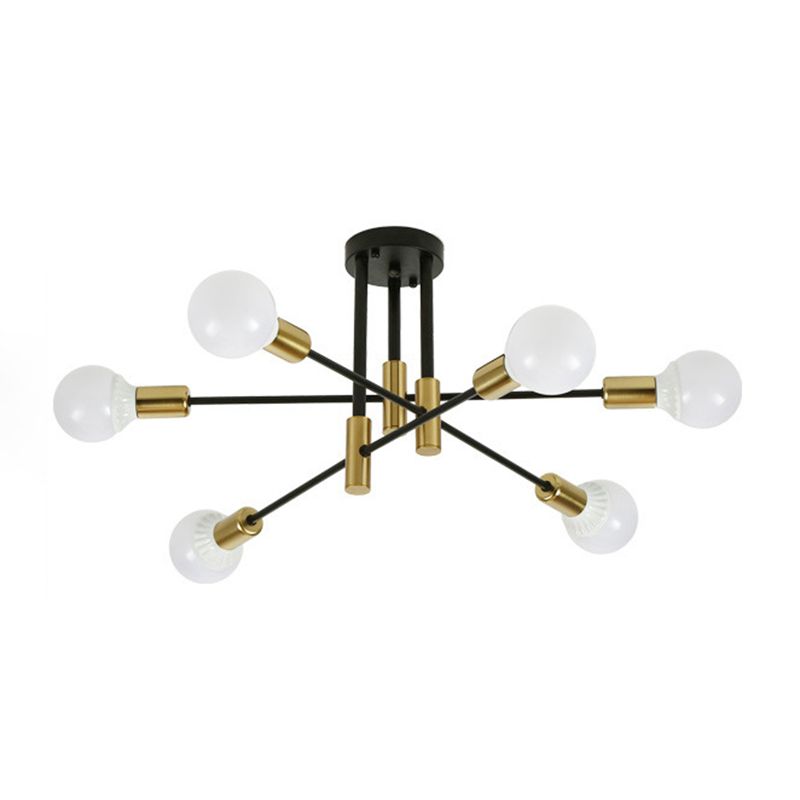 Sputnik Semi Flush Mount Industrial Metal Flush Ceiling Light Fixture