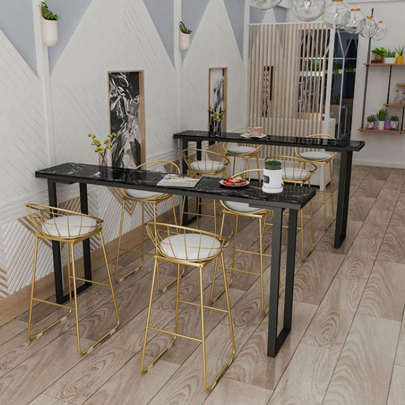 Marble Top Bar Table Rectangle Contemporary Style Pub Table for Home