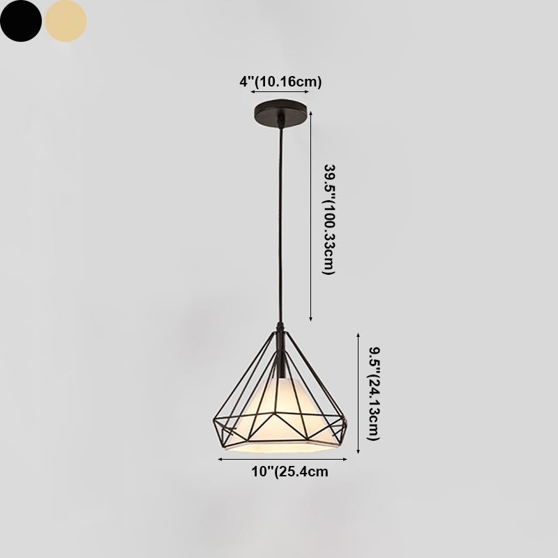 Forme de diamant Éclairage suspendu de style postmoderne Metal Light Pendant pour le chevet