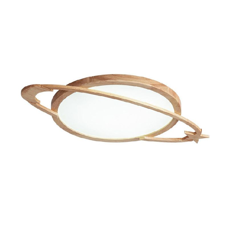 Modern Flush Light Planet Ceiling Lighting with Wood for Bedroom