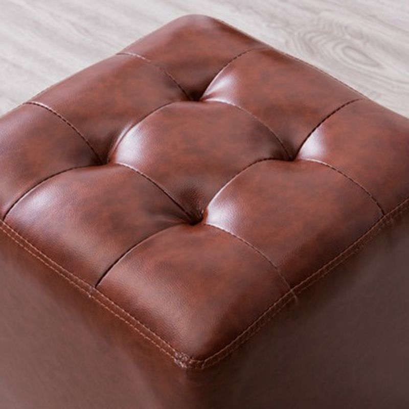 Water Resistant Round Standard Modern Solid Color Leather Pouf