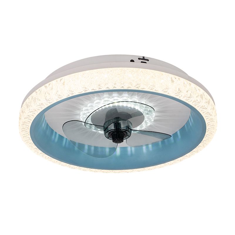 19,5 "breit runde LED-Semi-Flush-Leicht-Makryl-Esszimmer 3-Blatt Deckenventilator, Fernbedienung