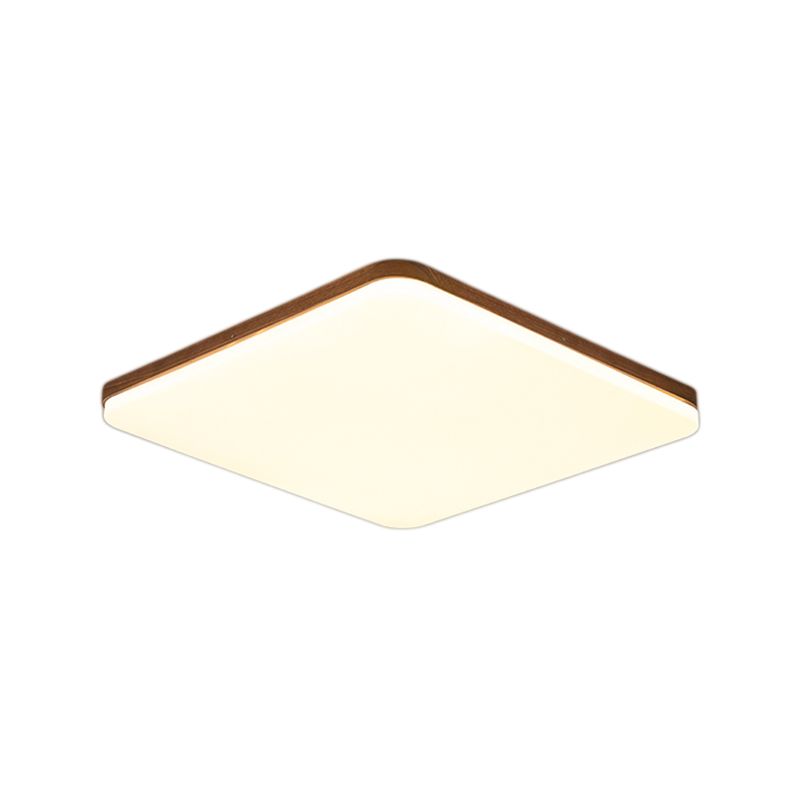 Wood Modern Flush Mount Geometric Shape LED Ceiling Light with Acrylic Shade for Bedroom