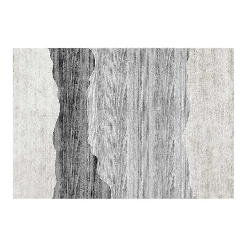 Gray Modern Carpet Polyester Graphic Area Carpet Washable Carpet for Living Room