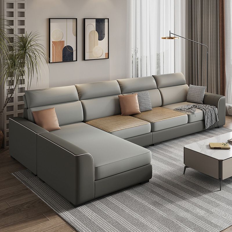 Modern 4-Seater Sofa with Square Arms for Living Room Reversible Sectional