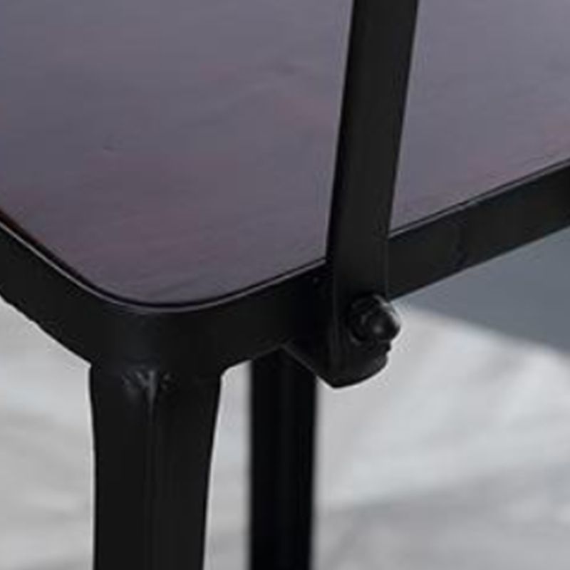 Industrial Armless Counter Stool Iron Bar Stool with Pedal and Leather Cushion