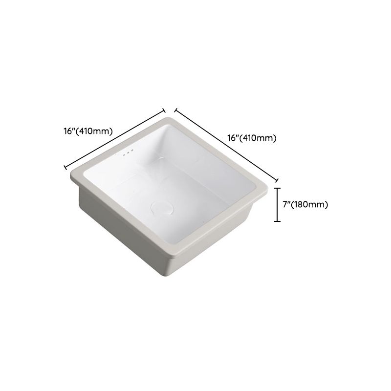 Classic Bathroom Sink Rectangular White Wash Stand with Pop-Up Drain