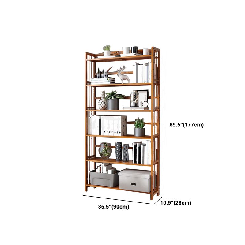 Modern Vertical Bamboo Shelf Etagere Espresso Shelf Bookcase for Bedroom