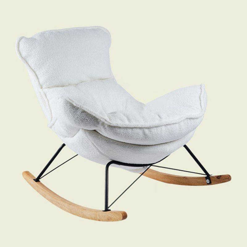 Contemporary Rocking Chair Fabric Upholstered Tufted Wing Chair Back Baby Rocking Chair